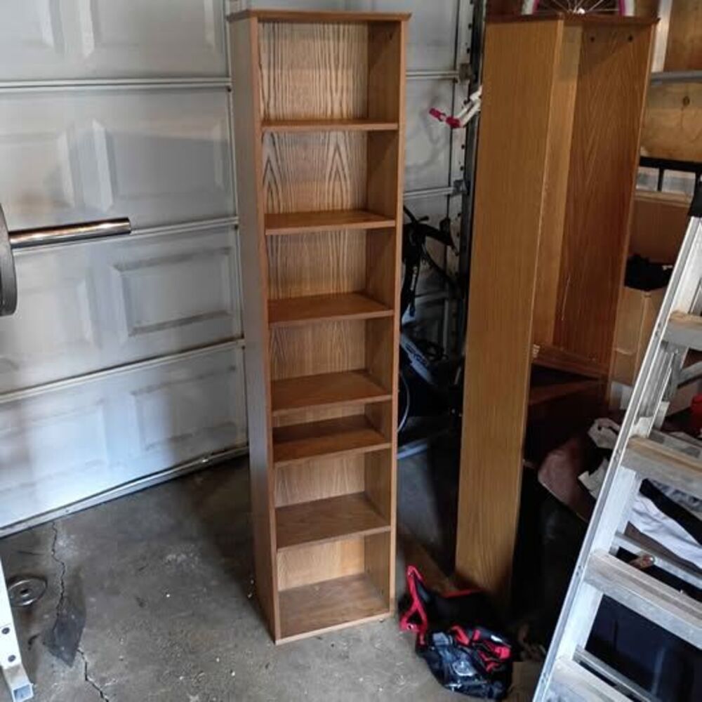 Tall Oak Finish Narrow Bookcase